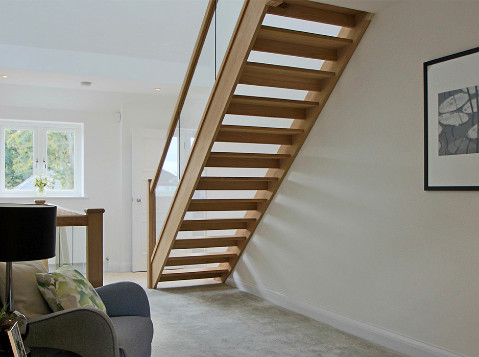 Open Plan Oak and Glass Loft Staircase