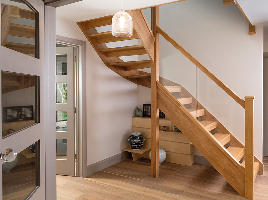 3 Tread Winder Oak and Glass Loft Staircase